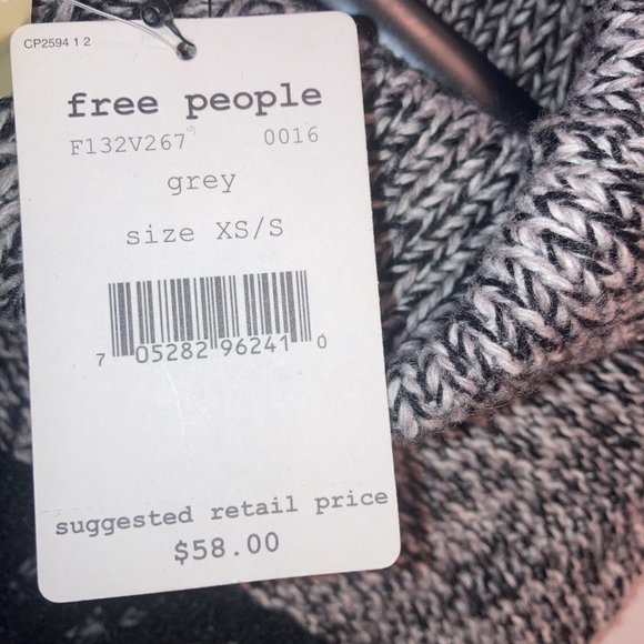 NWT Free People Shrug Cowl Neck Size XS/S Mesh Lace Fringe Wool Gray Black - Picture 11 of 11